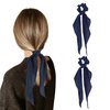 Scrunchies, Blue Scrunchies, Silk Scrunchies, Blue Hair Bow, Scrunchies for Women, Hair Scarf Scrunchie, Hair Scrunchies, Satin Scrunchies, Silk Hair Ties, Bow Scrunchie, Silk Ponytail Holders, 2pcs