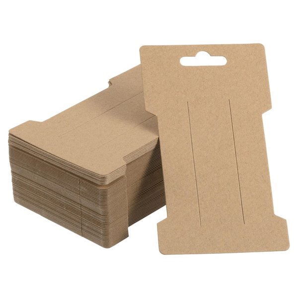 PATIKIL Hair Clip Display Cards, 200 Pack Paper Cardboard Hair Bow Holder Rectangle Hair Barrettes for Jewelry Hair Accessories Display and Organizing, Brown