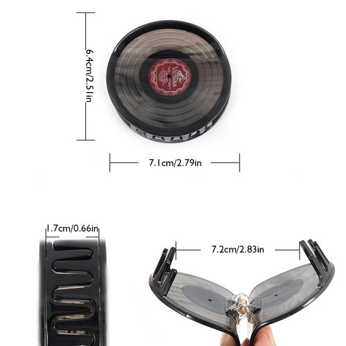 Personalized Acetate Vinyl Record Hair Claw Clip Black Hair Claw 1 Piece