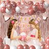 Rose Gold Birthday Party Decorations For Girl Women-Rose Gold White Balloons,Happy Birthday Banner,Fringe Curtains And Tablecloth Decorations For 13th 16th 18th 21st 30th 40th 50th Birthdat Party