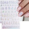 Dornail 6 Sheets Aurora Nail Stickers Holographic Laser Flame Nail Decals 3D Self Adhesive Nail Art Stickers Silver Fire Flame Nail Sticker DIY Nail Design Nail Art Decoration Nail Supplies