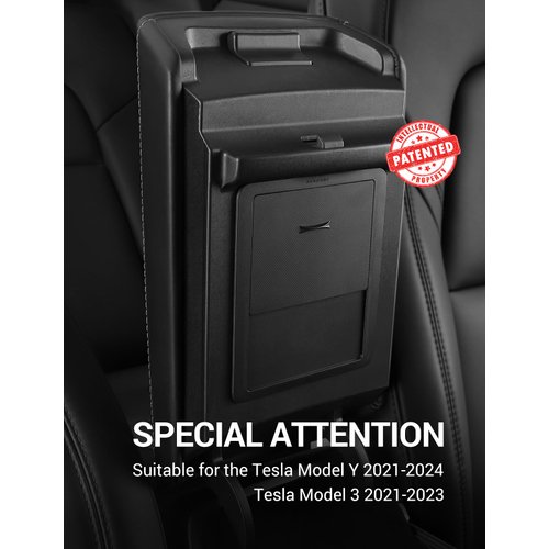 BASENOR 2024 Upgraded Tesla Model 3 Model Y Center Console Organizer Armrest Hidden Storage Box Accessories for 2016-2023 Model 3 2020-2024 Model Y