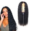 NALoRa 26 Inch Deep Wave Lace Front Wigs Wear and Go Glueless Wigs HD Transparent Frontal Wigs Pre Plucked Pre Cut Human Hair Wigs for Women Natural Black Curly Lace Closure Wigs