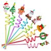 24 PCS Reusable Straws for Christmas Birthday Party Decorations Drinking Straws with 2 PCS Cleaning Brushes (Christmas Green)