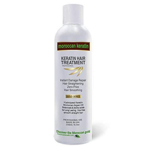 MOROCCAN KERATIN GOLD SERIES Most Effective Brazilian Keratin Hair Treatment 8oz Blowout Straight...