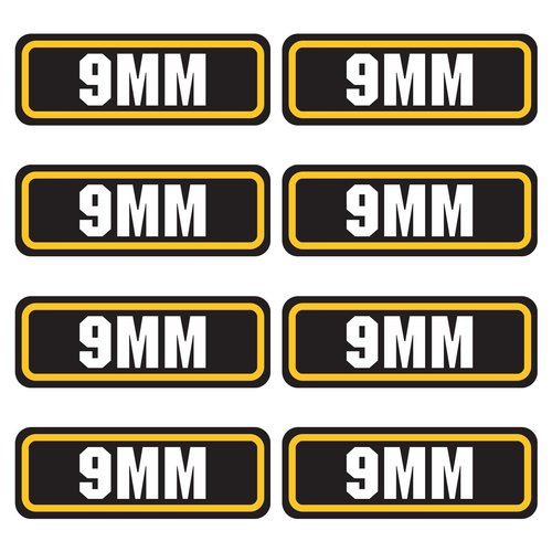 9mm Ammo Sticker, Vinyl Material Ammo Can Label Sticker Set, Ammo Can Organizer, 9mm Ammo Can Labels, Storage Labels for Efficient Storage - 3" x 1.06", 8 Pack