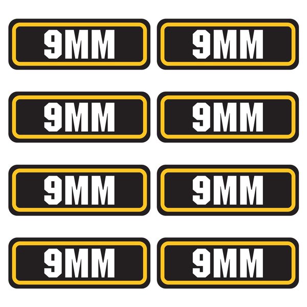 9mm Ammo Sticker, Vinyl Material Ammo Can Label Sticker Set, Ammo Can Organizer, 9mm Ammo Can Labels, Storage Labels for Efficient Storage - 3" x 1.06", 8 Pack