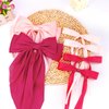 CUBACO 6PCS Silky Satin Ribbon Barrettes, Coquette Bows for Long Thick Hair and Women's Kawaii Accessories (Pink Rose Red)