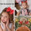 50PCS Red Hair Accessories Set - Grosgrain Ribbon Red Bows,Hair Clips,Hair Ties,Headbands, Uniform Hair Bows Accessories for Little Toddler Kids School Girls
