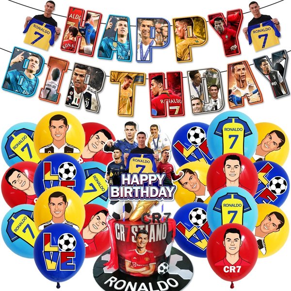 Soccer Birthday Party Decorations Football Superstar Banner Birthday Balloon Decorations Cake Topper Football Party Favors Soccer Party Decorations for Kids Soccer Themed Birthday Party Supplies
