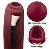 seelaak Long Burgundy Color Straight Human Hair Machine Made Wigs with Bangs 99J None Lace Front Wigs 100% Brazilian Human Hair Wine Red Wig for Women 150% Density (20 Inch)