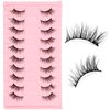 Ptwola 10 Pairs Natural Half False Lashes Self Adhesive Natural Look Cat Eye Lashes Eyelash Extension Kit 3D Fluffy Manga Wispy Long Fake Lash Clusters Supplies for Women Girls Eye Make Up
