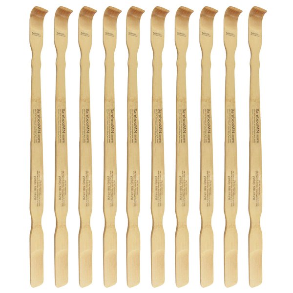 BambooMN 25 Inch Bamboo Wooden Back Scratchers Shoe Horn for Itchy Stress Relief, 10 Pieces