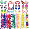 JOYIN 12 Pieces Luau Party Glasses and 12 Pieces Hawaiian Leis, Flowers Leis Garlands Novelty Sunglasses, Tropical Birthday Summer Beach Party Decoration Supplies
