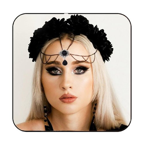 GORTIN Gothic Headband Halloween Black Rose Headpiece Head Chain Vintage Flower Headband Masquerade Cosplay Party Costume Hair Band Witcher Makeup Ball Hair Accessory for Women
