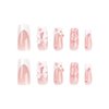 White French Tip Press on Nails Medium Long Fake Nails 3D Bow Pearls Flower Charm Glue on Nails Square Acrylic Nails Press ons Full Cover False Nails Glossy Stick on Nails for Women 24 Pcs