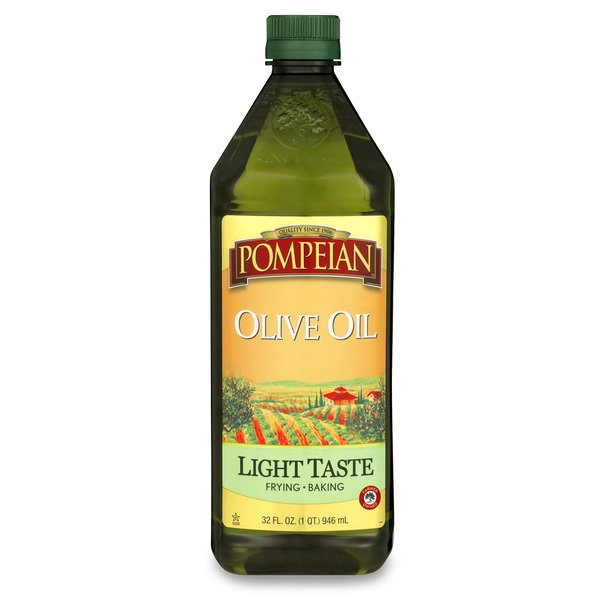 Pompeian Light Taste Olive Oil, Subtle Flavor, Perfect for Frying & Baking, Naturally Gluten Free, Non-Allergenic, Non-GMO, 32 FL. OZ.