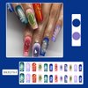 Press on Nails Long Square Colorful Obrem Fake Nails Three-Dimensional Water Droplet False Nails with Designs Full Cover Summer Acrylic Nails Glossy Glue on Nails Artificial Nails for Women Girls