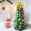 Christmas Balloon Garland Arch Kit Green Red Golden Latex balloons Xmas Tree Balloons with Golden Starburst Balloons for Christmas Party Decorations