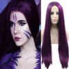 xiweiya Purple Lace Front Wig Long Silky Straight Piano Purple Synthetic Lace Front Wig Natural Hairline Heat Resistant Fiber Wig for Women 24inch Wig 150% Density Hair Wig