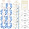 DEEKA 24 Pcs Bridesmaid Gifts Set Pearl Hair Claw Clips & Tie the Knot Bridesmaid Bracelet & Satin Scrunchies Proposal Gift Box Bridal Party Gift Bachelorette Party Favors (White&Blue)