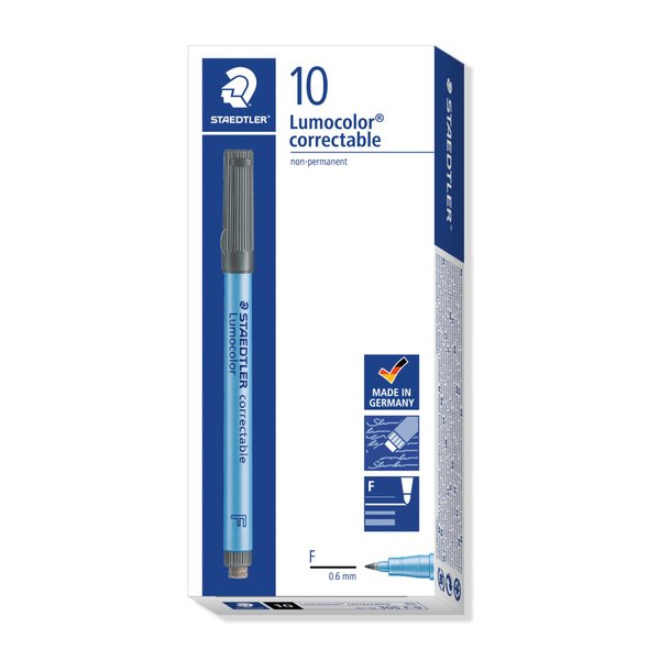 Lumocolor Correctable Pen Fine Point Black-Pack of 10