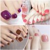 WOKOTO 20 Sheets Toenails Nail Polish Stickers Full Nail Wraps for Women Red Nail Art Sticker Self Adhesive Nail Gel Stickers for Toes Nail Color Strips with Nail File Nail Polish Wraps for Toenails