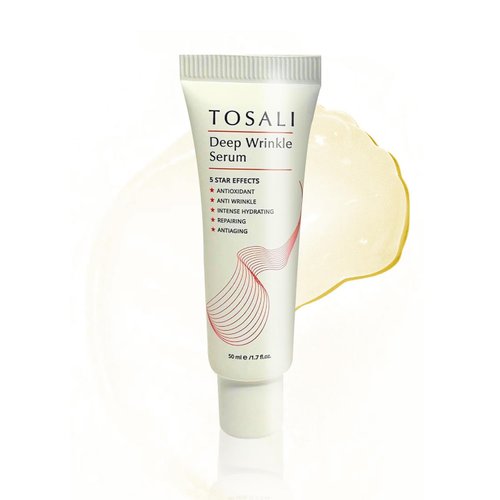 Tosali Deep Wrinkle Serum 1.7 fl oz - Anti Aging Hyaluronic Acid Serum for Face with Vitamin C, Panthenol & Zinc, Hydrating Serum for Face, Smooths Skin Texture, Reduces Wrinkles, Plumps Fine Lines