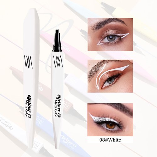 White Liquid Eyeliner Pen,Colored Waterline Eye Liner Waterproof Smudgeproof,High-Pigmented Long-Lasting Eyeliner,Smooth Ultra Fine Easy to Color Eye Liner Makeup Delineador De Ojos Contra El Aguas-08