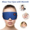 Heated Eye Mask Cordless for Dry Eyes, USB Eyes Heating Pad, Rechargeable, Real Silk, Sleep Mask for Men Women, Warm Eye Compress for Relief Stye, Blepharitis, Chalazion Navy