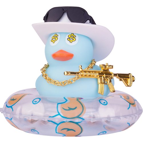 MuMyer Colorful Car Rubber Ducks Expressive Duck Dashboard Decorations Accessories with Mini Hat Swim Ring Necklace Sunglasses and Cool Prop for Car Dashboard Decorations Home Decor(F10)