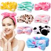 UMIKU 8 Pack Spa Headband for Women, Facial Makeup Headband Soft Coral Fleece Cosmetic Headband for Women Girls Bow Hair Band Head Wraps for Washing Face Mask Spa Shower Gifts