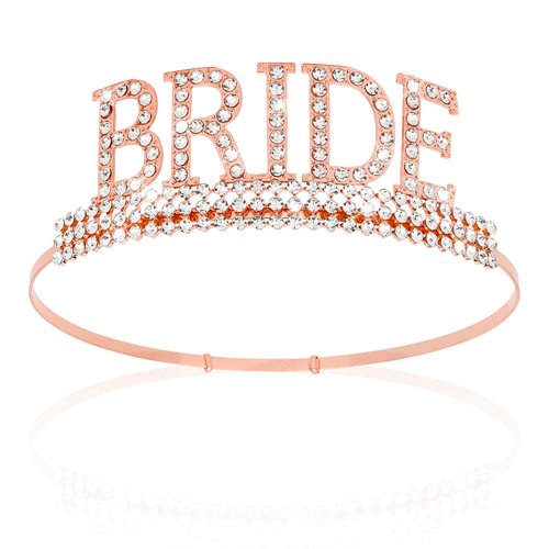 Wedding Tiaras for Bride Tiara and Crowns for Women Bridal Crown Rhinestone Hair Crown Rose Gold Tiara Bachelorette Gifts for Bride to Be Accessories Bridal Prom Bachelorette Party Hair Accessories