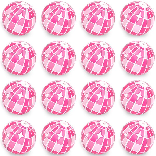 Whaline 16Pcs Disco Inflatable Beach Ball 16'' Pink Pool PVC Balls Cute Game Toys for Summer Beach Disco Party Decor