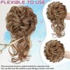 Messy Bun Hair Piece Tousled Updo Hair Buns Extension Elastic Hair Band Hair Pieces Curly Hair Bun Scrunchie for Women Curly Chignon Ponytail Hairpiece Daily Wear(Light Brown mix Ash Blonde)