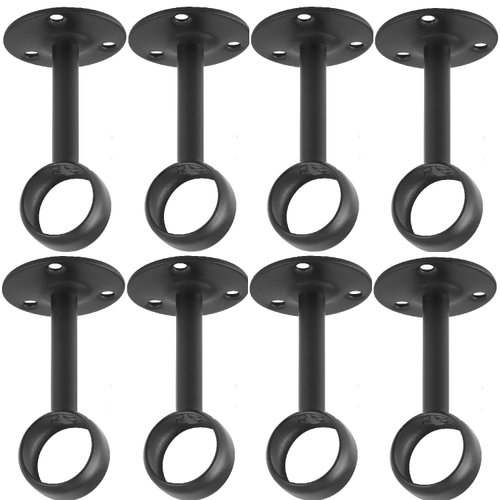 Anndason Curtain Rod Ceiling-Mount Bracket Curtain Rod Brackets Curtain Rod Holders (8 PCS, Black)
