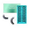 Wffenhefragrance 3D Curl Artificial Mink Eyelashes - Fluffy Wispy Lashes 10 Pairs|Natural Look,Easy to Apply&Reusable|Perfect for Daily Wear,Parties&Special Occasions|9-16-18mm
