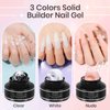 SUPWEE Solid Builder Gel for Nail 3D Nail Art Gel Non-Sticky Hand 3D Sculpture Nail Gel Clear Hard Gel for Nail Extension Carving Gel Modeling Nail Art Polish, Clear White Nude 3 Colors