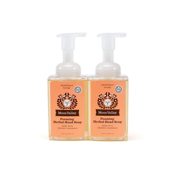 Moon Valley Herbal Foaming Hand Soap, Grapefruit Thyme 2 Pack, Vegan, Recyclable Bottle