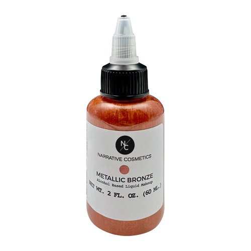 Narrative Cosmetics Metallic Alcohol Airbrush Paints - 2 fl oz, Skin Safe, Quick Dry, Waterproof, Sweatproof, Transferproof Liquid Makeup for Bodypainting, Theater, FX Makeup - Metallic Bronze