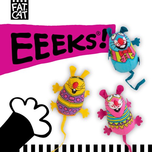Doskocil Bamboo Pet CAM650384 Fat Cat Kitty Hoots Eeeks Chic Catnip Toy, Multicolor