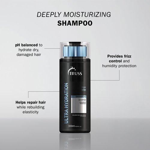TRUSS Ultra Hydration Shampoo - Intense Moisturizing Shampoo for Color Treated Hair - Repair Damage + Add Shine with Our Hydrating Shampoo for Dry Hair - Anti Frizz Humidity Protection (300 ml)