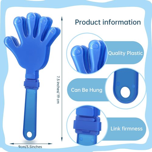 ZCYSRLQIN 50 Pcs Hand Clappers 7.5 Inch Plastic Clappers Noisemakers Party Favors Clapping Noise Maker Birthdays Game Prizes Classroom Rewards Football Sporting Events Cheers Supplies (Blue,Red)