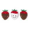 ZippyPaws Miniz Plush Dog Toy Trio with Squeaker, Small Stuffed Chew Toys, 3-Pack, Chocolate Covered Strawberries
