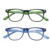 Outray 2 Pack Kids Computer Blue Light Blocking Glasses for Boys and Gilrs Age 3-12 Anti Eyestrain (Set Green+Blue, 46)