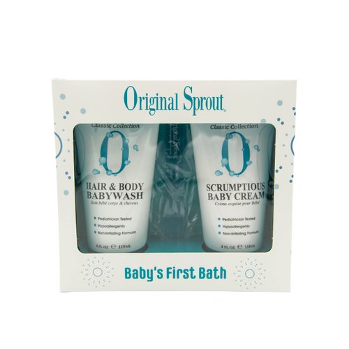 Original Sprout Baby's First Bath Kit. Scrumptious Baby Cream, Hair and Body Wash, and Comb. 4 Ounces Each. Dermatologist Tested products perfect for Infants, Babies and Toddlers with Sensitive Skin.