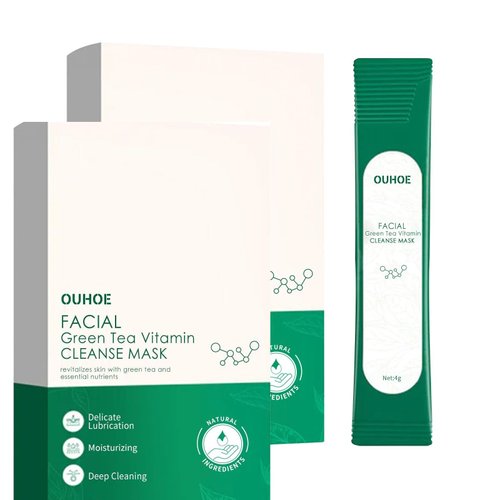 Facial Green Tea Vitamin Cleanse Mask, Facial Acne Deep Moisturizing Smear Delicate Pores Tender Skin, Mask for Radiant Skin, 12 Counts/Box (2 Box)