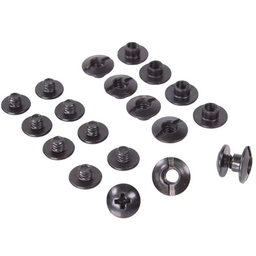 1/8" Black Chicago Screws & Binding Posts Fasteners for Leather Straps/Belts, Kydex Holster/Sheath Repair or Rivet Parts Replacement, Thru Hole Open Slot Design. Made in USA (10 Pack, Flat Head)