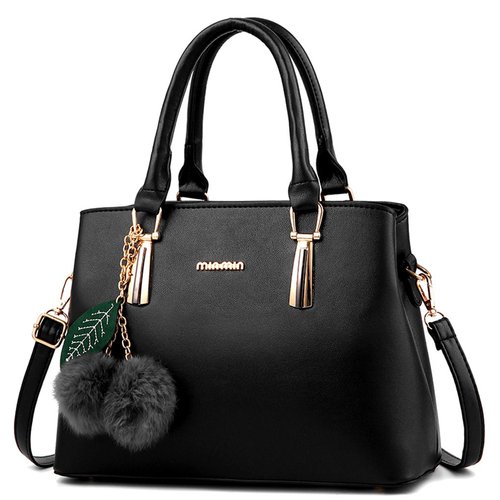 Dreubea Women's Leather Handbag Tote Shoulder Bag Crossbody Purse Black