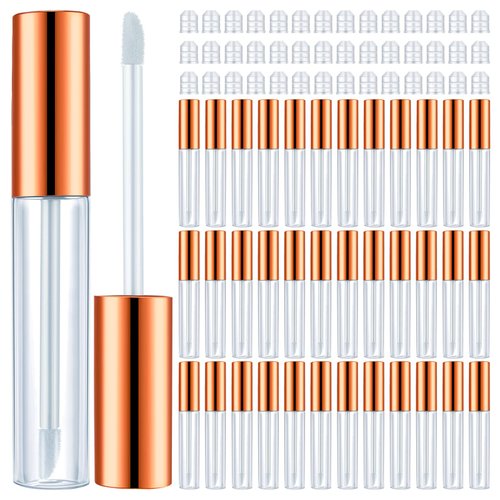 Nuanchu 100 Pcs 10 ml Empty Lip Gloss Tubes, Rose Gold, Reusable, Lightweight, Easy to Carry, Ide...